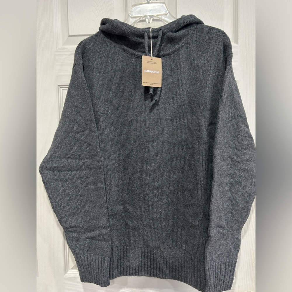 Patagonia Men's Medium Recycled Wool-Blend Sweater Hoody Hoodie Hex Grey NWT